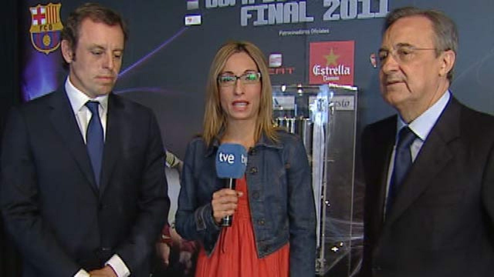 Los presidentes de FC Barcelona y Real Madrid, Sandro Rosell y Florentino Pérez, han compartido sus impresiones sobre la final de Copa del Rey ante las cámaras de TVE.