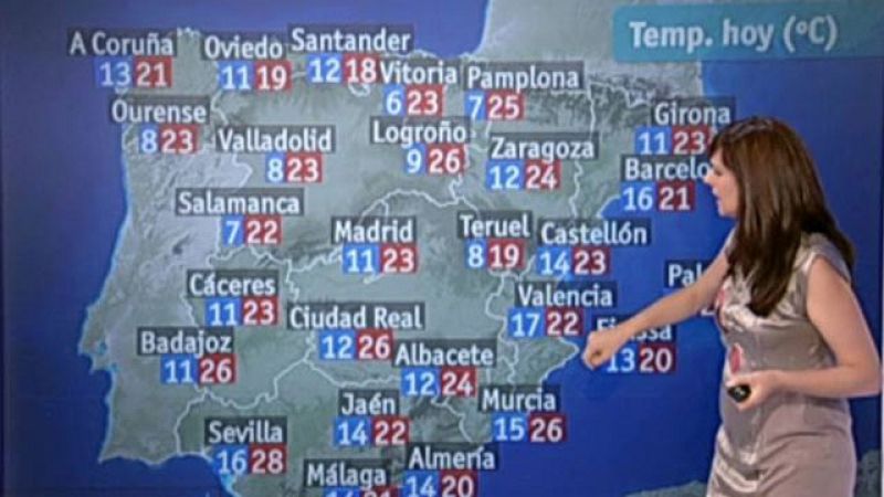 La Agencia Estatal de Meteorología (AEMET) prevé chubascos en muchos puntos del centro de la península este viernes. Las temperaturas experimentarán un descenso generalizado de alrededor de dos grados.