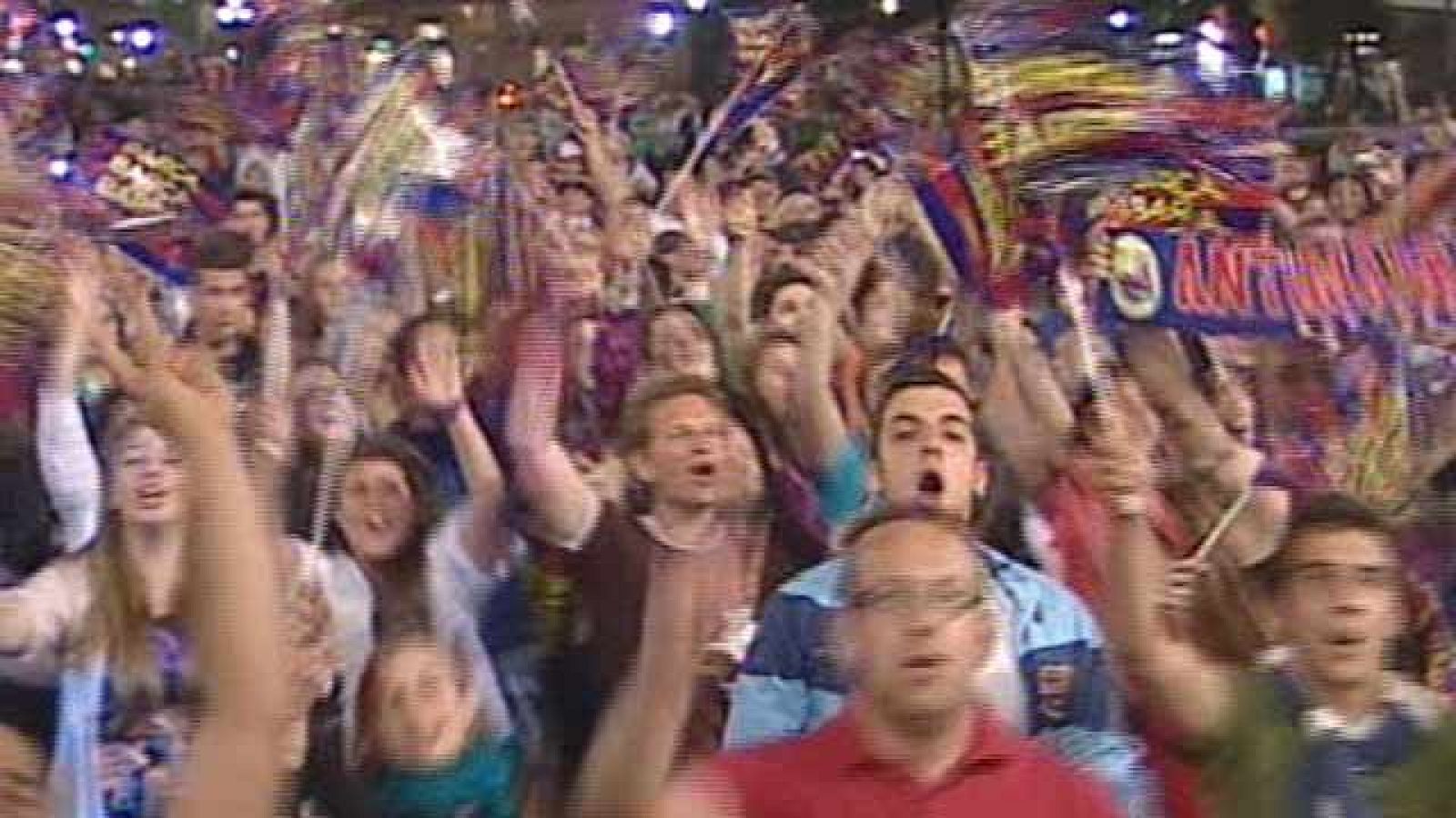 En muchos puntos de España se ha festejado el triunfo liguero del FC Barcelona.