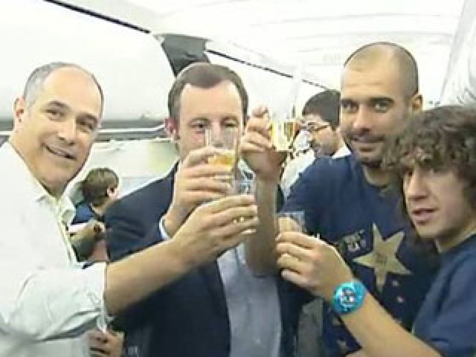 El Barça lo festejó en el avión