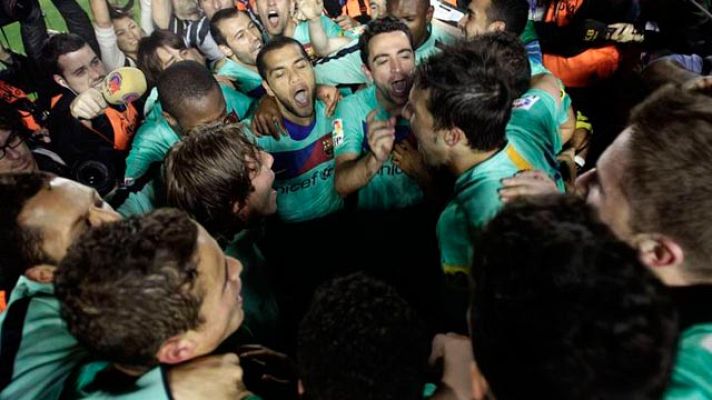 Telediario 1 - Fiesta culé de Valencia a Barcelona