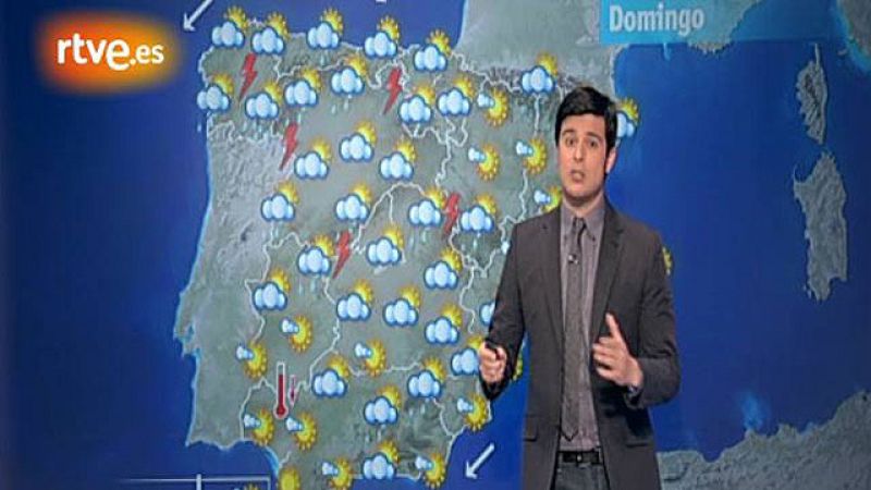 Chubascos localmente fuertes en el interior peninsular este domingo