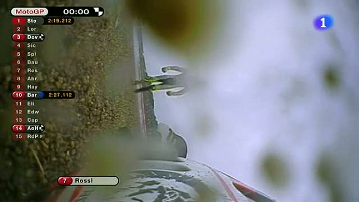  - Rossi, también al suelo en el 'Warm Up'