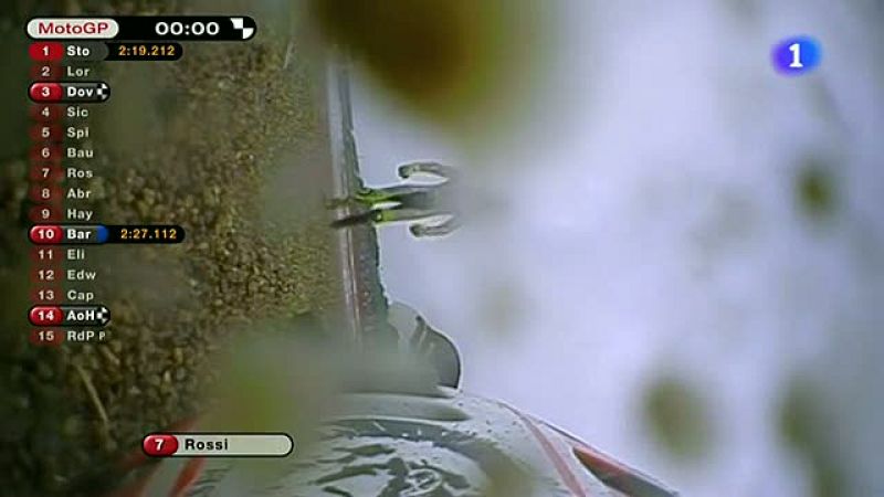 Rossi, también al suelo en el 'Warm Up'