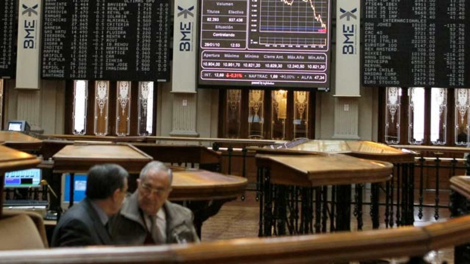 La bolsa española cae al mediodía y la prima de riesgo sube