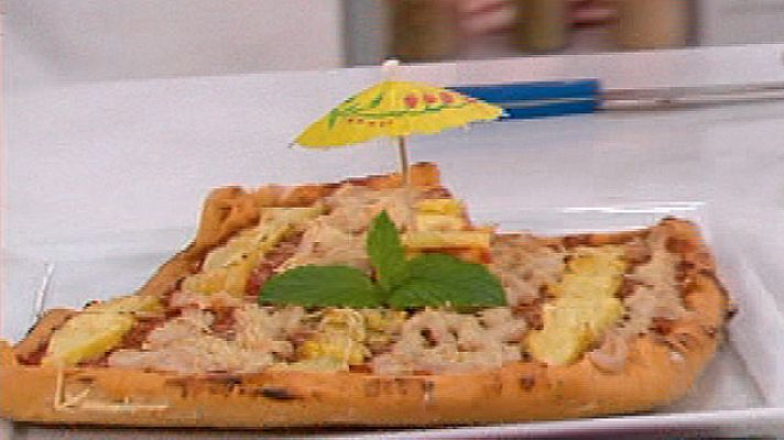 RTVE Cocina - Pizza cuadrada de pollo y piña