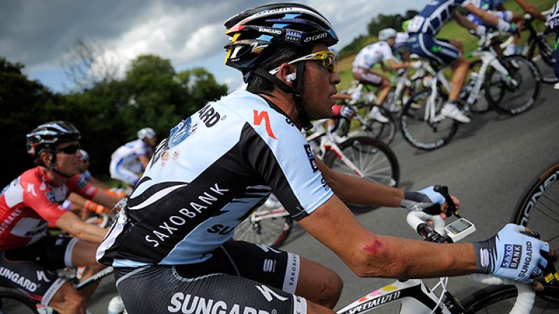 Caída de Contador en la 5ª etapa