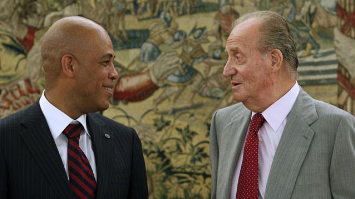 Telediario 1 - Martelly con el Rey Juan Carlos