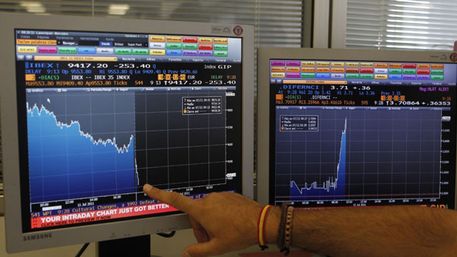 Nueva jornada de pérdidas y máximos históricos de las primas de riesgo de España e Italia