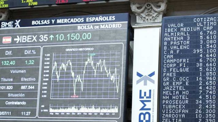 Telediario 1 - Crece el riesgo país,sube la Bolsa