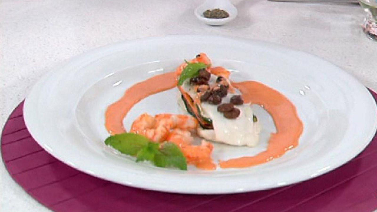 Saber cocinar - Lasaña con filetes de gallo y verduras salteadas