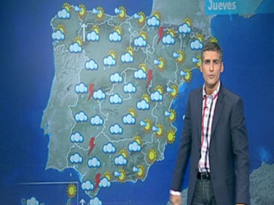 El tiempo - Posibilidad de chubascos localmente fuertes en el Pirineo, interior de Cataluña y Andalucía.