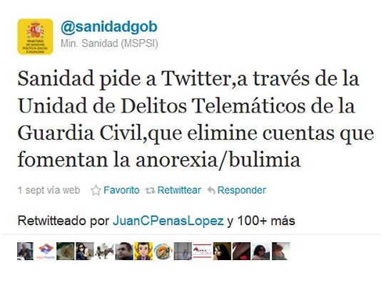 Telediario 1 - Twitter no cerrará las cuentas que promuevan la anorexia o la bulimia