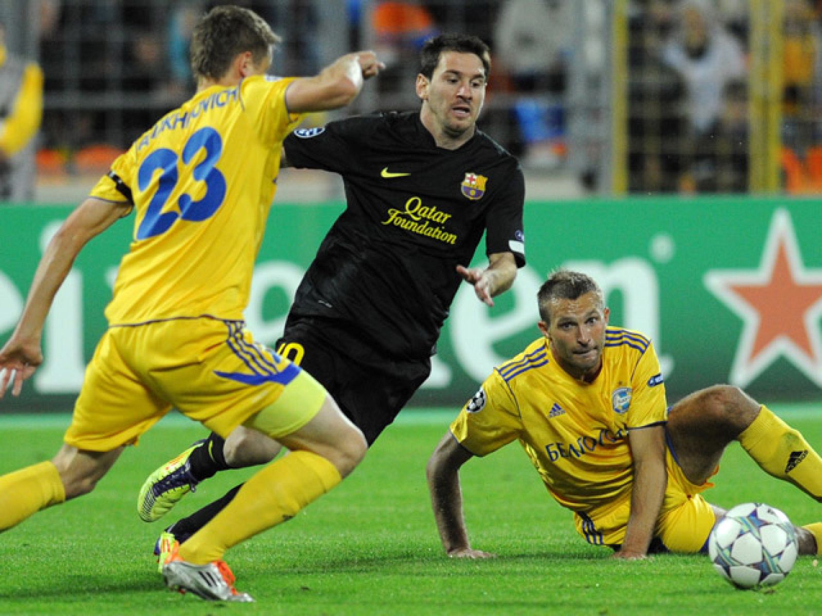 Nuevo gol de Lionel Messi ante el Bate Borisov, con lo que iguala la marca histórica de Ladislao Kubala de 194 goles con la camiseta azulgrana.