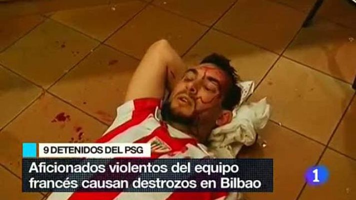 Telediario 1 - Nueve aficionados del PSG,detenidos