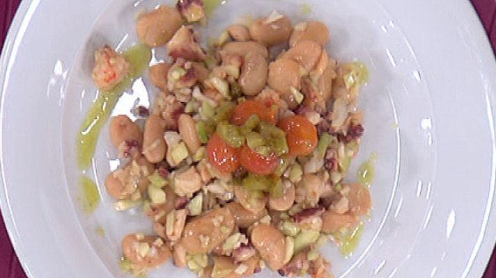 RTVE Cocina - Saber cocinar - Judiones templados con pulpo en salsa de albahaca (03/10/11)
