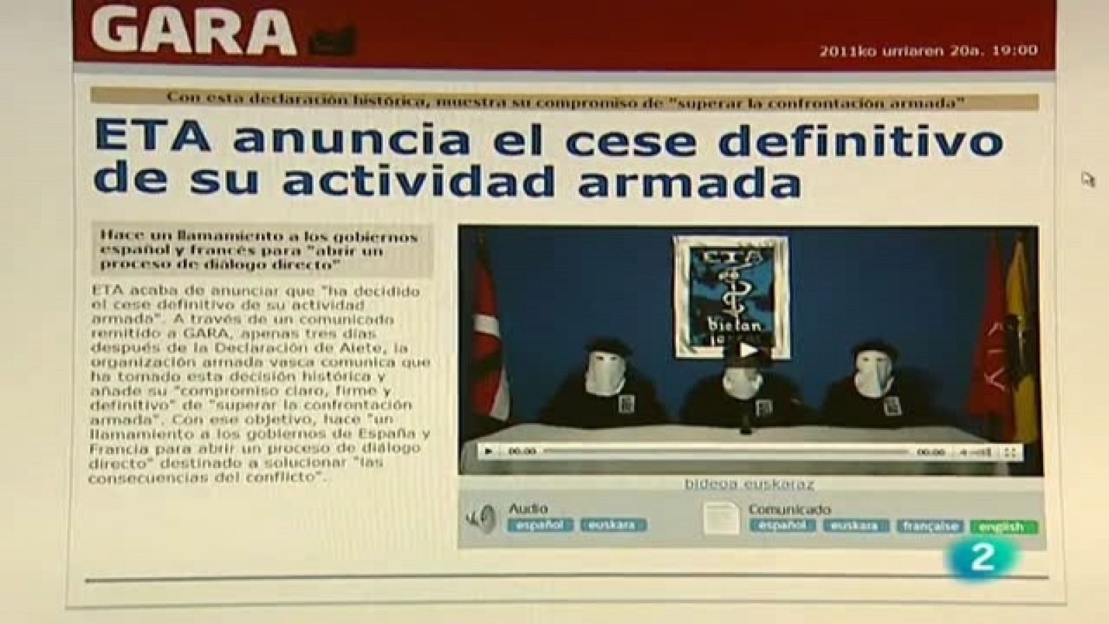 La 2 Noticias - 20/10/11 - Ver ahora