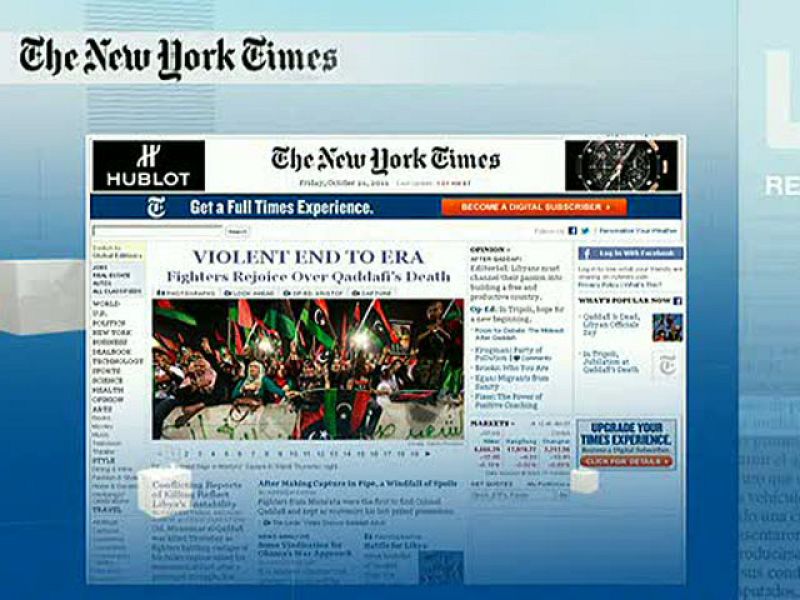 Así han recogido los medios internacionales la muerte de Gadafi