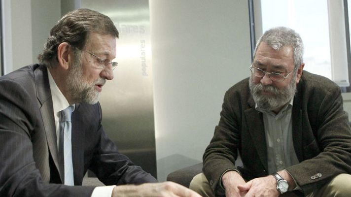 Telediario 1 - Rajoy con los agentes sociales