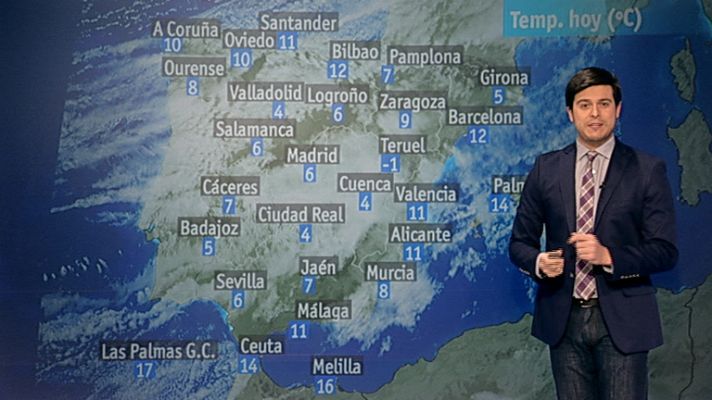 El tiempo - Lluvia en el Cantábrico y Pirineos