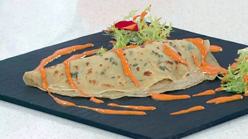 Crepes rellenos de gambas