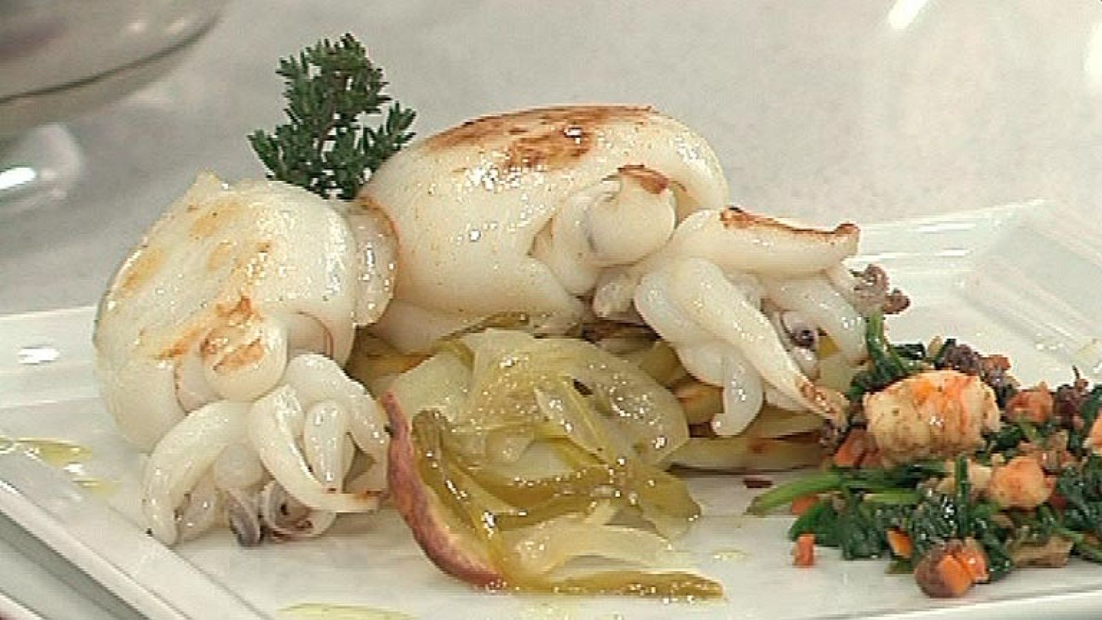 Saber Cocinar - Sepias a la plancha sobre espinacas salteadas  - 02/01/12 - Ver ahora