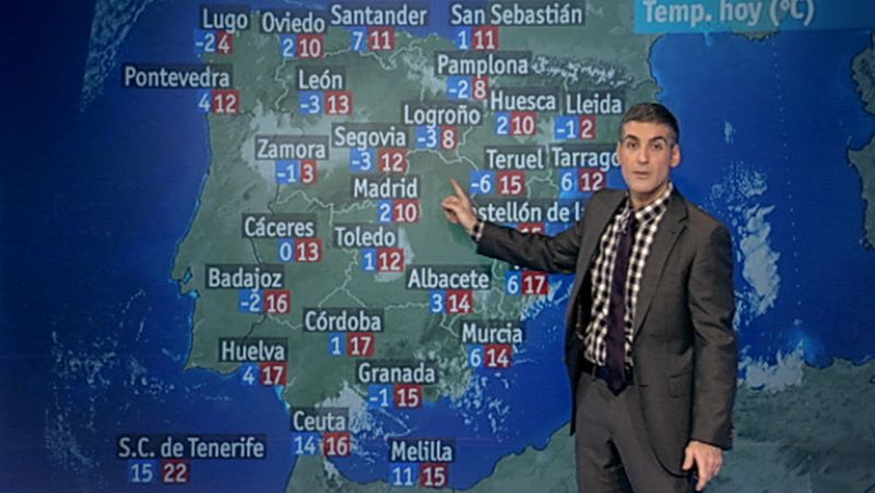 Heladas en la mitad norte y en el centro peninsular para mañana