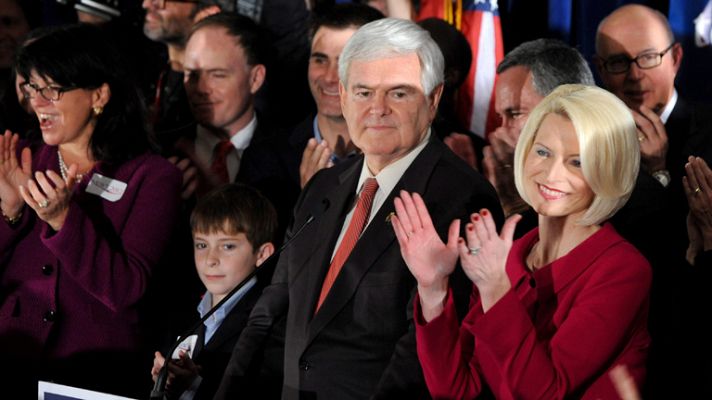 Telediario 1 - Newt Gingrich ganador