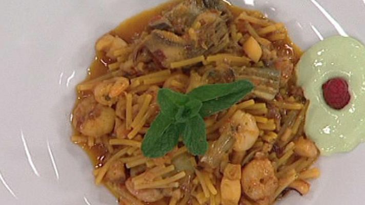 RTVE Cocina - Cazuela de fideos con alcachofas