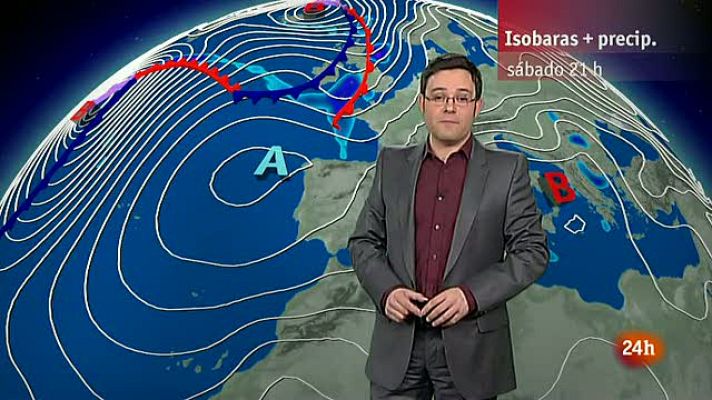 El tiempo - Lluvias en el área Cantábrica y nevadas en la mitad norte del país y Baleares