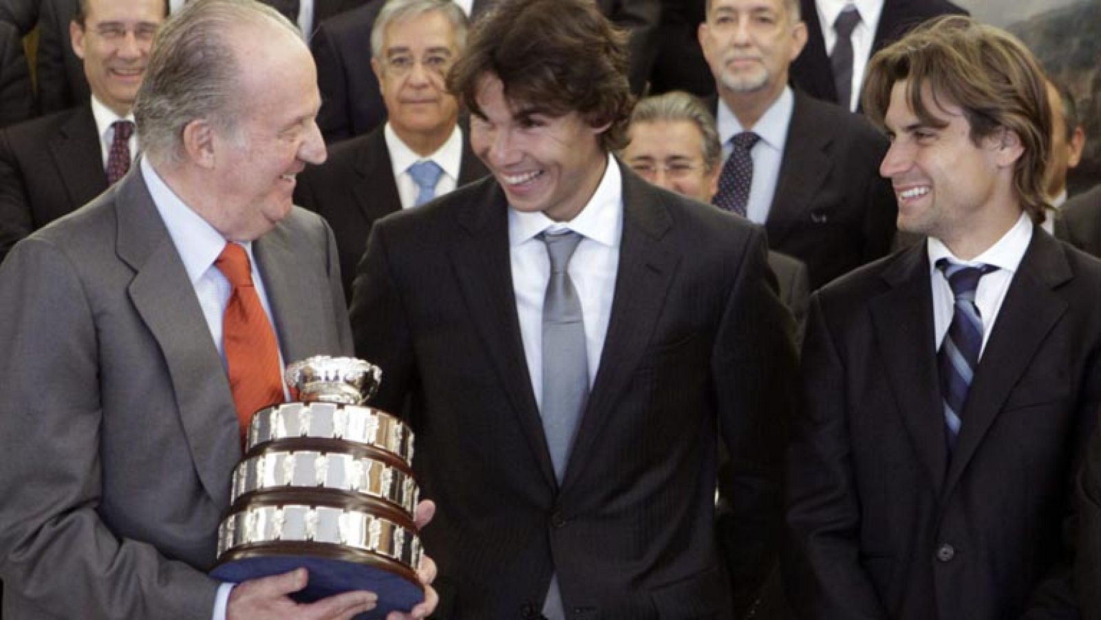 Recepción de honor para los vencedores de la Copa Davis de Tenis 2011. El equipo español ha sido recibido por el Rey D. Juan Carlos y por el presidente del Gobierno, Mariano Rajoy, en sendas visitas a La Zarzuela y a la Moncloa