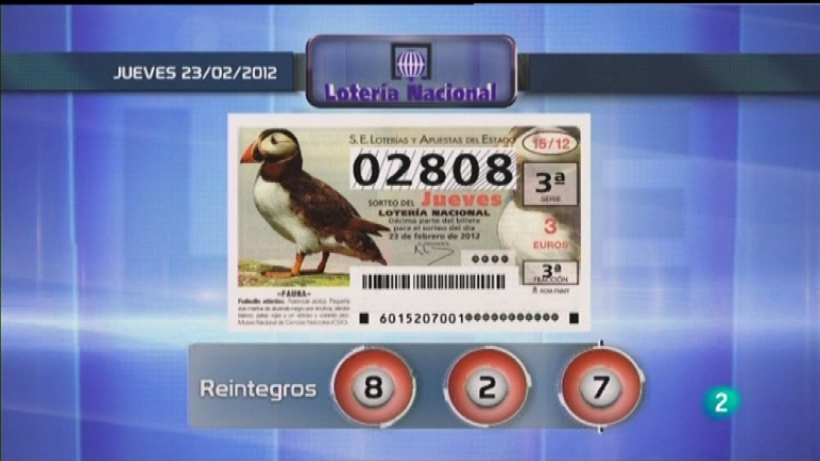 Lotería diaria - 23/02/12 - Ver ahora