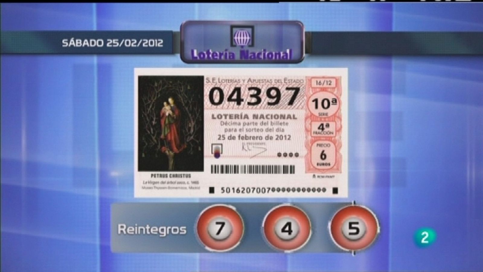 Lotería diaria - 25/02/12 - Ver ahora