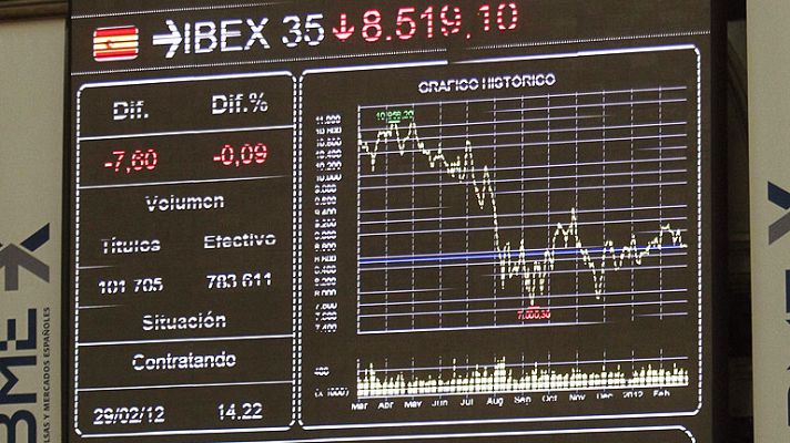 Telediario 1 - España espera captar este jueves hasta 4.500 millones de euros en bonos de deuda