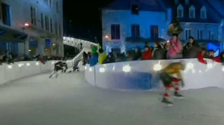 Telediario 1 - Patinaje sobre hielo por las calles de Quebec