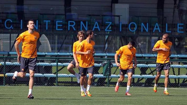 Telediario 1 - El Barça se queda un día más en Milán para entrenar