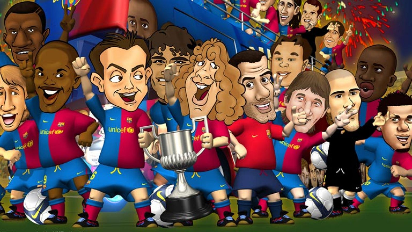 Las caricaturas del FC Barcelona han realizado un montaje como despedida al actual entrenador, que terminada la temporada abandonará el equipo.