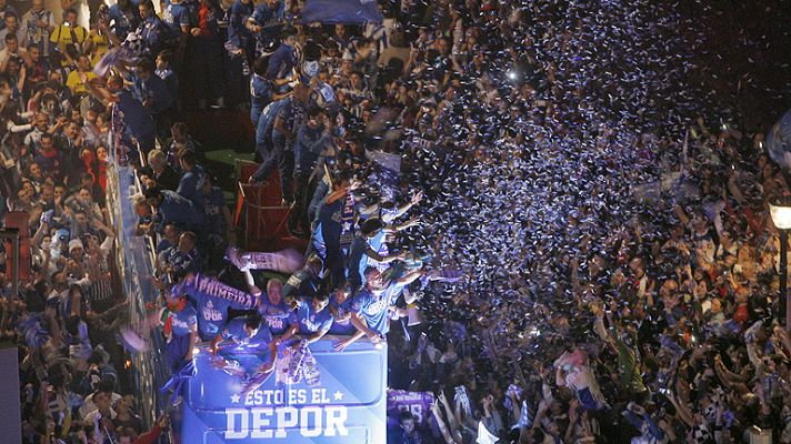Telediario 1 - Coruña celebró a lo grande el retorno del 'Depor' a Primera