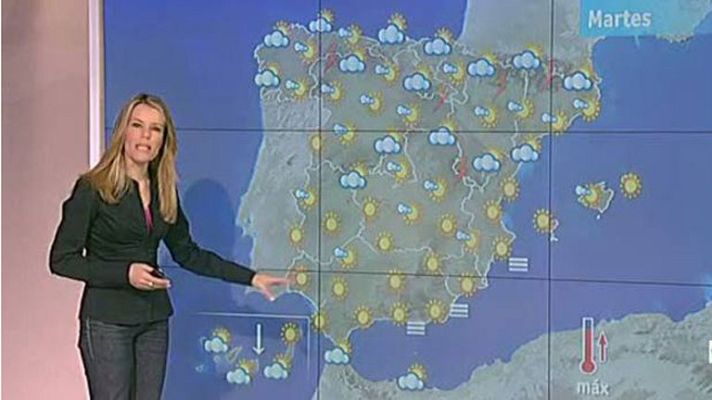 El tiempo - Posibilidad de tormentas en la cordillera cantábrica, sistema Ibérico y Pirineos