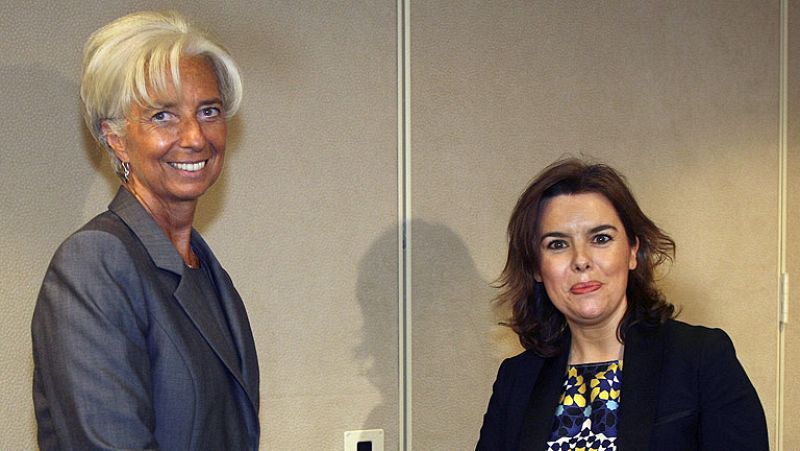 Primeras declaraciones de Sáenz de Santamaría tras reunirse con Lagarde y Geithner