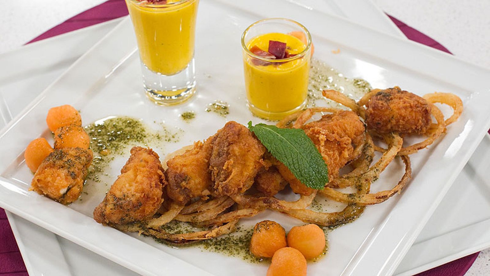 Saber cocinar - Cazón adobado con crema fría de melón