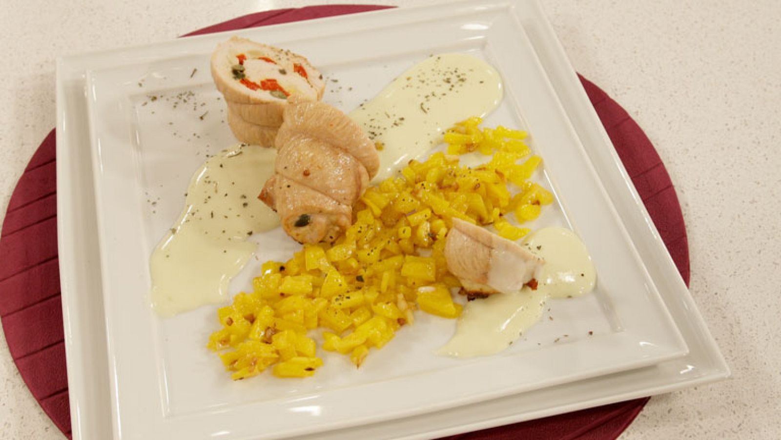 Saber cocinar - Pechuga de pavo rellena en salsa de vichissoise