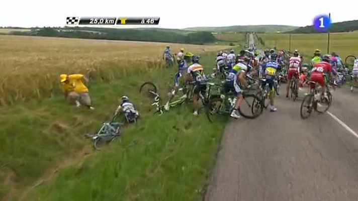 Tour de Francia - Schleck, Valverde y Cancellara, cortados por una caída