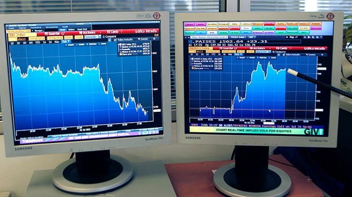 Telediario 1 - Subida de la prima de riesgo