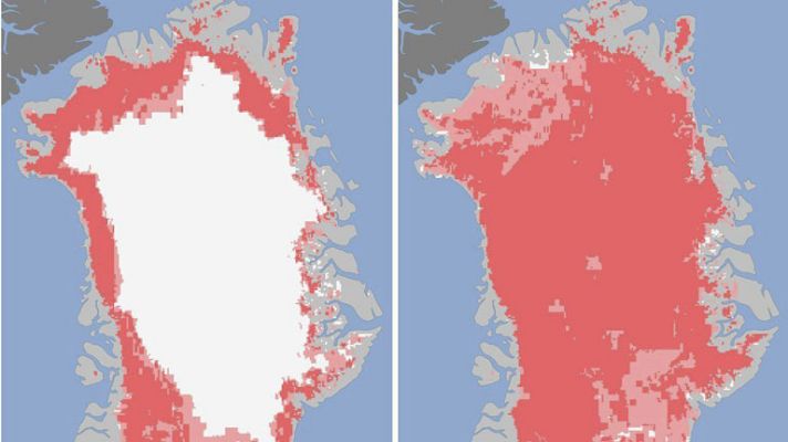 Telediario 1 - Casi todo el hielo superficial de Groenlandia se derrite en solo cuatro días