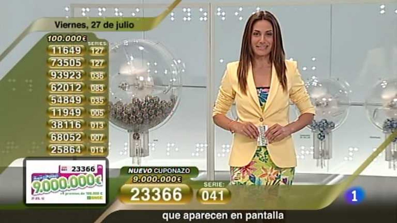 Sorteo ONCE - 27/07/12 - Ver ahora