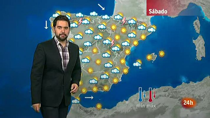 El tiempo - Chubascos o tormentas fuertes en el área Ibérica, pirenaica y Valencia