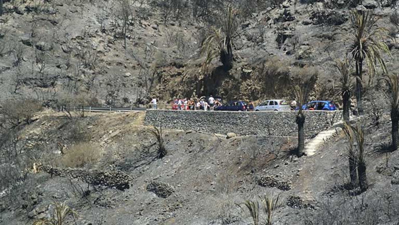 El fuego, aun sin control, ha consumido el 20 por ciento del parque nacional de Garajonay, en la Gomera