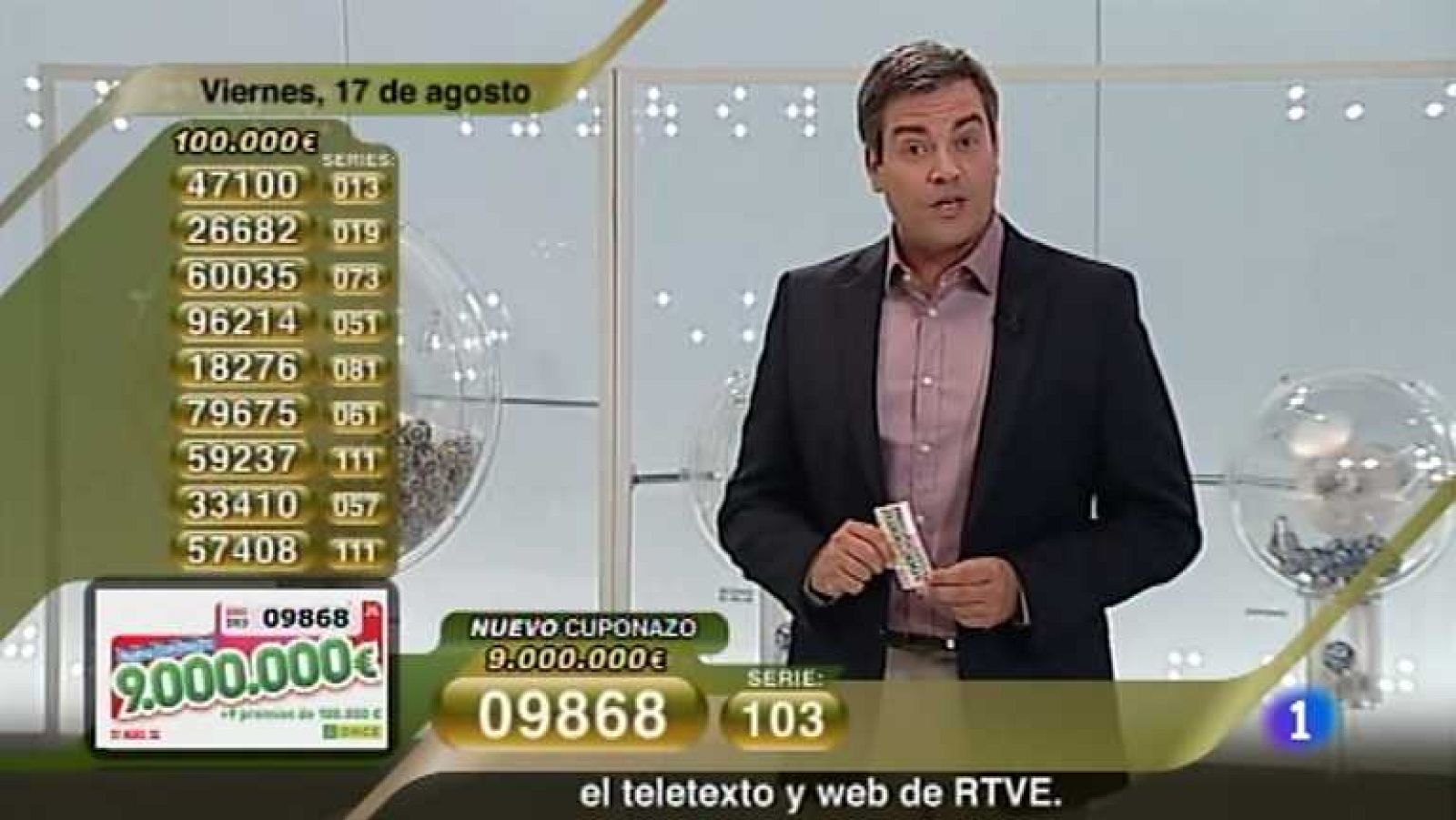 Sorteo ONCE - 17/08/12 - Ver ahora
