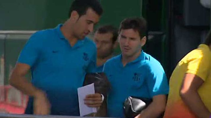 Telediario 1 - El Barça descansa ya en su hotel madrileño talismán